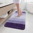 Arotive Microfiber Bathroom Rugs, Shaggy Soft and Absorbent Bath Rug, Non-Slip, Thick Plush Machine Washable Dry Bath Mats for Bathroom, Tub and Shower, 47x17, Dark Purple