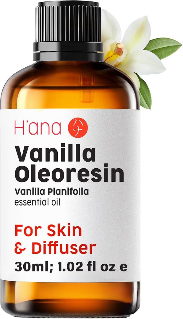 H'ana Vanilla Essential Oil - 1.02 Fl Oz - for Hair, Skin, Diffuser, Aromatherapy, DIY Candle & Soap Making