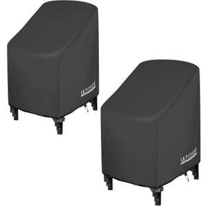 ULTCOVER Stackable Patio Chair Cover  Waterproof Outdoor Stack of Chairs Cover 2 Pack Fits Up to 26W x 34D x 45H inches, Black