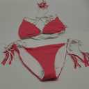 BECCA Women's Standard Modern Edge Reversible Triangle Top and Tie Side Bottom Bikini Set, Adjustable, Two Piece Swimsuits, Paprika, Medium