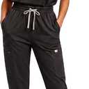 Women' s Sleeveless Scrub Top with Athletic Joggers, 11 Pockets | stand collar style, silky-soft 4-way stretch comfort, breathable cool feel, wrinkle-resistant easy care for long shifts (Black, S)