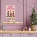 ShowDraven Pink Christmas Nutcrackers Wall Art Decorations Hanger Frame, Outdoor Indoor Merry Christmas Wall Decor for Kitchen Bedroom Bathroom Office, 12x16 Inch