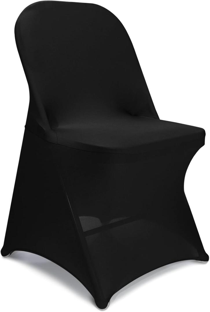 LEBENGURU Stretch Spandex Folding Chair Covers 30PCS, Universal Elastic Fitted Chair Cover Protector for Wedding, Party, Banquet, Holidays, Celebration, Decoration (Black)