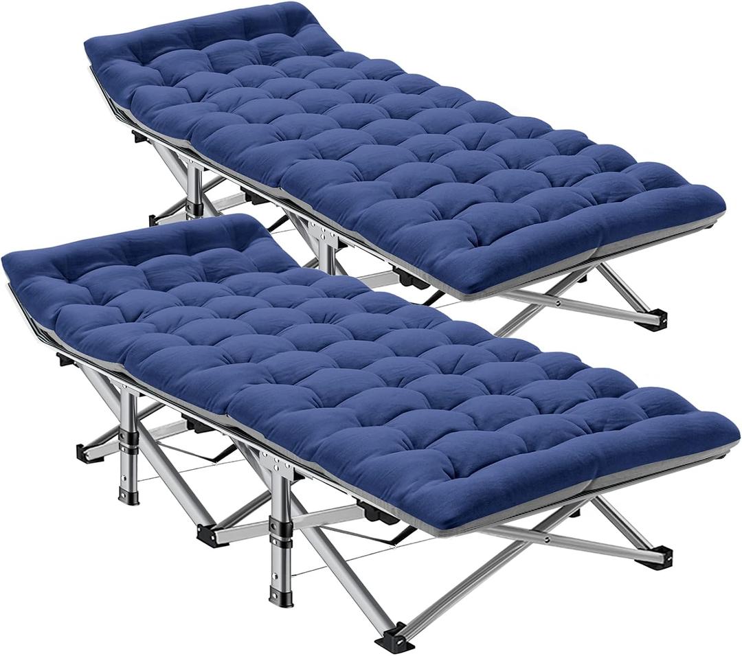 ABORON Camping Cot for Adults, 28 in Wide Folding Bed with Mattress800 lbs Capacity Heavy Duty Frame, 1200D Oxford Cot with Removable Pad and Carry Bag For Camping, Home And Travel