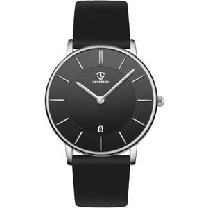 BEN NEVIS Watch, Mens Watch, Minimalist Fashion Simple Wrist Watch Analog Date with Leather Strap (43-GJ-AllBlack)