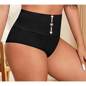 ASIMOON Womens High Waisted Underwear Tummy Control Cotton Bikini Panties Soft Comfy No Muffin Cheeky Panty Large