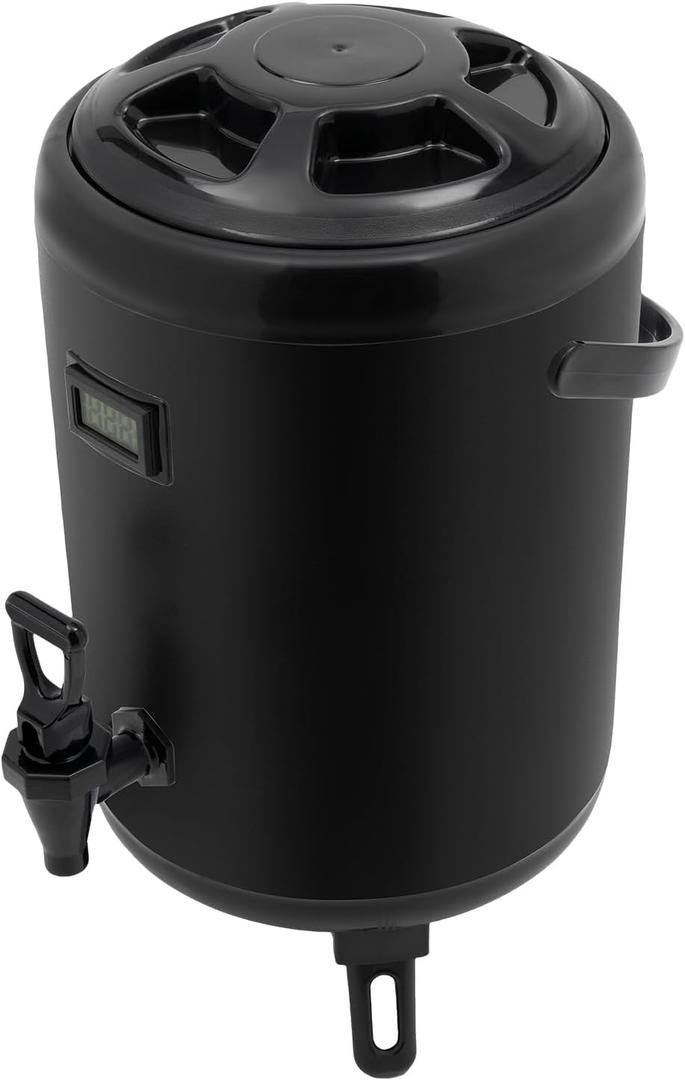Cold Beverage Dispenser, 270oz Stainless Steel Insulated Beverage Dispenser with Thermometer Beverage Dispenser Cold and Hot for Hot Water Coffee Chocolate Tea Cold Milk Cocoa (Black), 8L