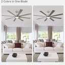 ZMISHIBO 72 inch Brushed Nickel Modern Ceiling Fans with Lights and Remote, Indoor/Outdoor Ceiling Fan for Living Room Patio, 6 Speed Reversible Quiet DC Motor, 3 CCT, Dual Finish Blades