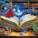 Blueforest 1000 Piece Puzzle for Adults - Magical Spell book Fairy Fantasy Art, 27.5x19.7 Inches Premium Jigsaw Puzzle for Game Nights Relaxation & Home Decor