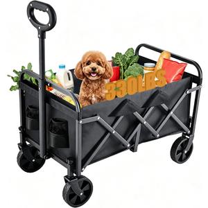 330LBS Load‑Bearing, Wagons Carts Foldable,Portable Utility Shopping Cart with Wheels, 600D Double Oxford Cloth，Folding ，Portable Utility Outdoor Wagon for Grocery，Collapsible Wagon with Wheels