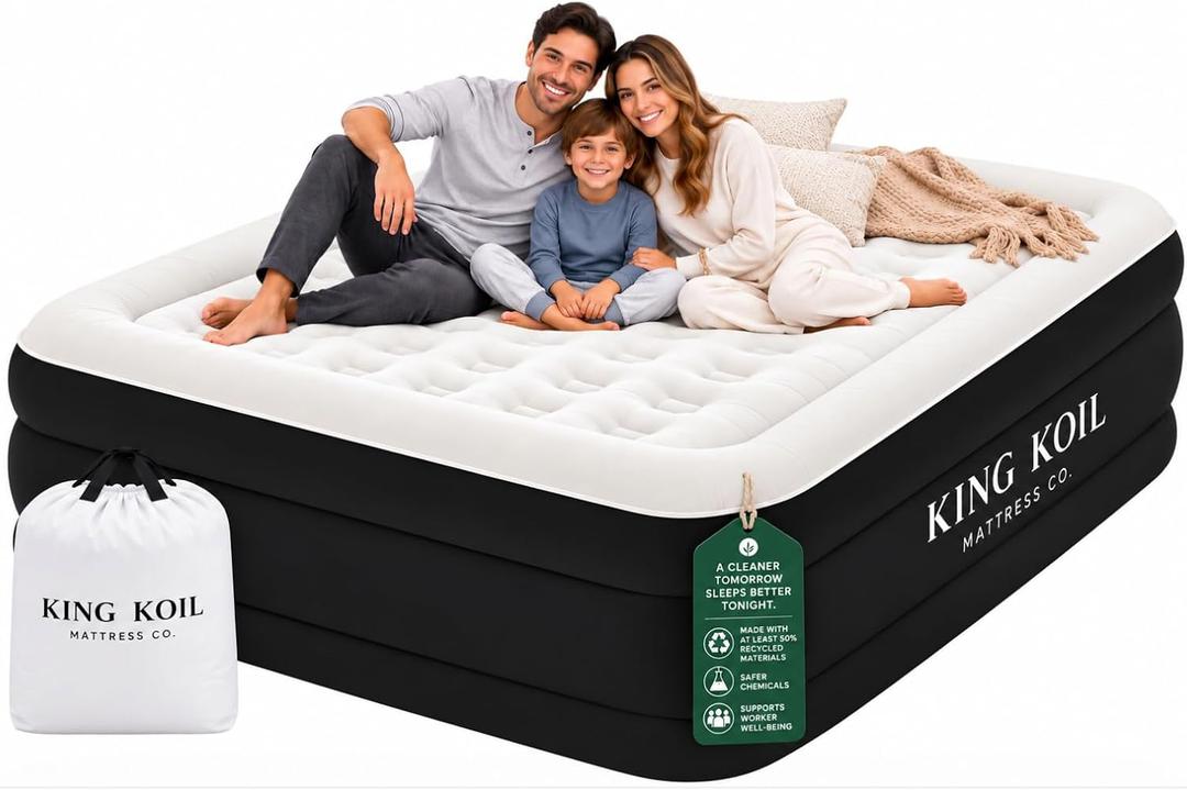 King Koil California King Air Mattress with Built-in Pump, 20” Raised Bed
