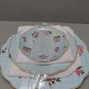 BTaT- Floral 3 Tier Cake Stand, Porcelain, Pastel Blue with Pink Roses & Gold Trim, 3 Tiered Dessert Stand for Cookies, Cupcakes & Fruits, Dishwasher Safe