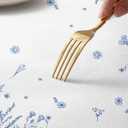 Horaldaily Spring Fitted Tablecloth 68 x 48 Inch Oval, Spring Wild Flowers Floral Blue Washable Table Cover Elastic Edged for Dining, Picnic, Camping, Banquet