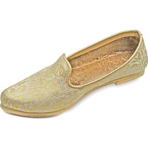 Chandrakala Punjabi Jutti for Mens Shoes Wedding Khussa Traditional Handmade Ethnic Loafers (MF106-P) (8.5, Off White-Floral)