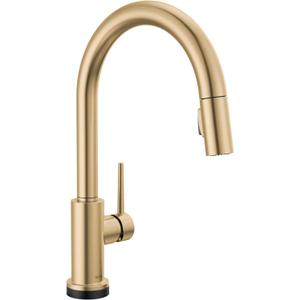 Delta Trinsic Touchless Kitchen Faucet with Touch Technology, Brushed Gold Kitchen Sink Faucet with Pull Down Sprayer, Single Hole, Champagne Bronze 9159TL-CZ-DST
