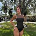 OQQ Women 2 Piece Bodysuit Mesh Ruched Sleeveless Turtle Neck Shapewear Body Suits One Piece Leotard Shirt Going Out Tops, Small
