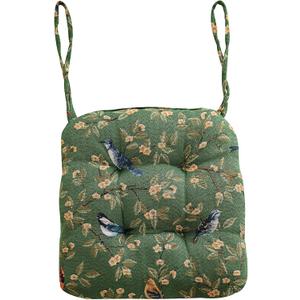 vctops Farmhouse Brid Print Chair Cushions with Ties U-Shaped Soft Comfortable Chair Pads Non Slip Seat Cushions for Indoor Dining Room and Kitchen Chairs (Green, 18"x18")
