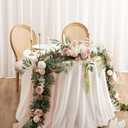 Ling's moment 9FT Spring Flower Garland for Backdrop Decorations - Wedding Arch Flowers, Eucalyptus & Rose, Artificial Floral Garland for Mantle - Sweetheart Table Decor for Reception, Dusty Rose
