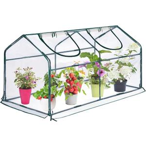 Mini Greenhouse for Outdoor,Portable Small Tunnel Greenhouses for Outdoors with Roll up Zipper Door for Gardening Plant,UV Waterproof Cover with 8 Ground Stakes (Clear, 71" x 36" x 36")