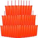 Suertestarry 36 Pack Plastic Reusable Cups 24oz Bulk Tumblers with Lids and Straws for Adults Kid Women Party, Smoothie Cups for Iced Coffee Travel Cup (Orange)