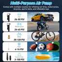 Tire Inflator Portable Air Compressor Wireless & 12V Dual Power, Auto Shut-Off, Digital Display, Fast Inflation & LED Light, for Car, Bike, Sports & Travel