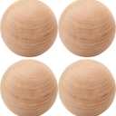 SEUNMUK 4 Pieces 3 Inch Wooden Round Balls, Unfinished Natural Wood, Replacement for Glass Wine Decanters and Top, DIY Decorative Wood Crafting Hardwood Balls