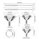 Metal Stainless Steel Funnel, Large Medium Small Funnel Set of 3, Food Grade Mini Funnels for Kitchen Use Filling Bottles Flask Cooking, 2 Brushes YLYL