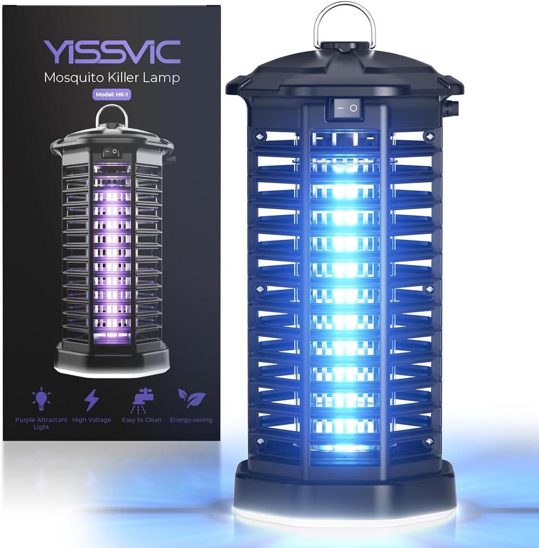 YISSVIC Bug Zapper Outdoor Indoor Waterproof Electric Mosquito Lamp Fly Zapper Killer Effective 4200V Plug in for Home Patio Office Courtyard