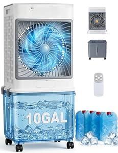 Swamp Cooler Cooling Fan, 10-Gal Portable Air Conditioners Windowless