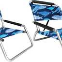 Neso Beach Chairs - Lightweight, Portable and Foldable Recliner Beach Chairs for Park, Camping and Outdoor Adventures - with Slip Pockets and Shoulder Strap - 2 Pack - Save the Whales - Regular