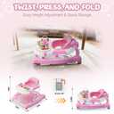 5-in-1 Foldable Baby Walker,Music and Lights Baby Walker with Wheels,Height Adjustable Infant Walker, with Activity Center, Rocker, Bouncer,Push Walker & Feeding Tray for Babies 6-18 Months (Pink)