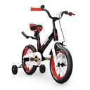 SereneLife Kids Bike with Training Wheels - 14” Toddlers Bicycle w/Adjustable Seat Height, Alloy Steel Frame, Dual Brake System, Full Chain Guard, Reflector, Bell, Kickstand, for 3-5 Yrs Old (BLUE)