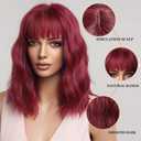 Esmee Short Wave Red Bob Wigs With Fringe Shoulder Length Burgundy Wig Curly Wavy Synthetic Cosplay Wigs for Women 14 Inches