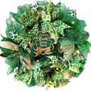 18 Inch St. Patrick's Day Decorations Wreath, Handcrafted Shamrock Wreath for Front Door with Light, Clover Artificial Design, Lucky Irish Porch Decor, Wall, Entry, Party Holiday Display