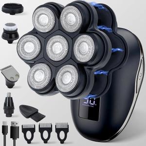 2026 New Upgrade Magnetic Head Shavers for Bald Men, Electric Razor for Men, Mens Shaving with Nose Hair Sideburns Trimmer, LED,Travle Lock