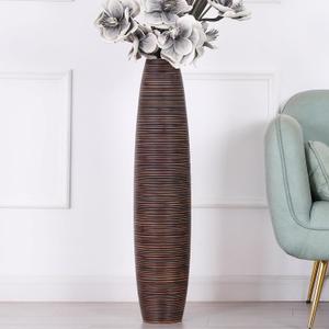 Decorative Tall Floor Vase for Living Room Decor, 34 inches, Brown, Resin