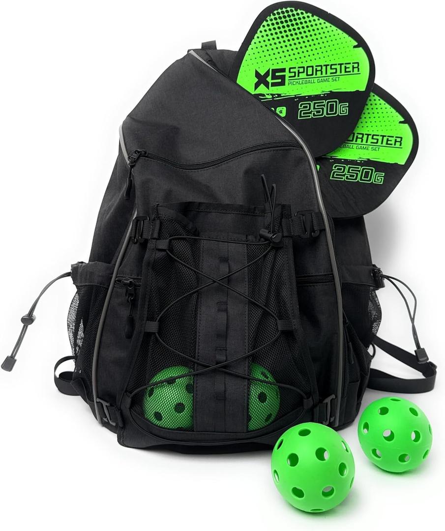 Good E's Pickleball Bag for Women and Men, Compact Sports Backpack, Durable Pickleball Carry Bag with Multiple Pockets, Adjustable Straps and Hook