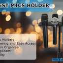 Multi Microphone Holder, Up to 8 Mics, Ideal Mics Holder for Stage Organization and Display, with 3/8"-16 Threaded Adapter, Aluminum, Black