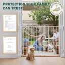 Mumeasy 29.5-43.3" Baby Gate for Stairs, No Bottom Bar Dog Gate with Removable Door & Slide-Adjust Drill Mount, Extra Wide Stairway & Hallway Walk Thru Pet Safety Gate for Doorways, Kitchen (White)
