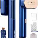 Smart Travel Steamer for Clothes, 100V-240V Portable Iron, 15s Fast Heat Up, 2 in 1 Steamer & Iron, LED Display, 100ml Lrge Water Tank, Compact Travel Size for Worldwide & European Use gold blue