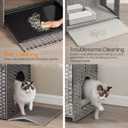 Feandrea Cat Litter Box Enclosure, Handwoven Rattan Hidden Litter Box Furniture with Extra Litter Mat, Removable Washable Tray, Boho Cat House, End Table, Dove Gray UPCL014G01