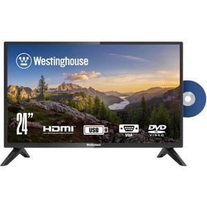 Westinghouse 24 Inch TV with DVD Player Built in, 720p HD LED Small Flat Screen Non-Smart Television DVD Combo with HDMI, USB, & Parental Controls, Monitor for Home, Kitchen, or RV Camper