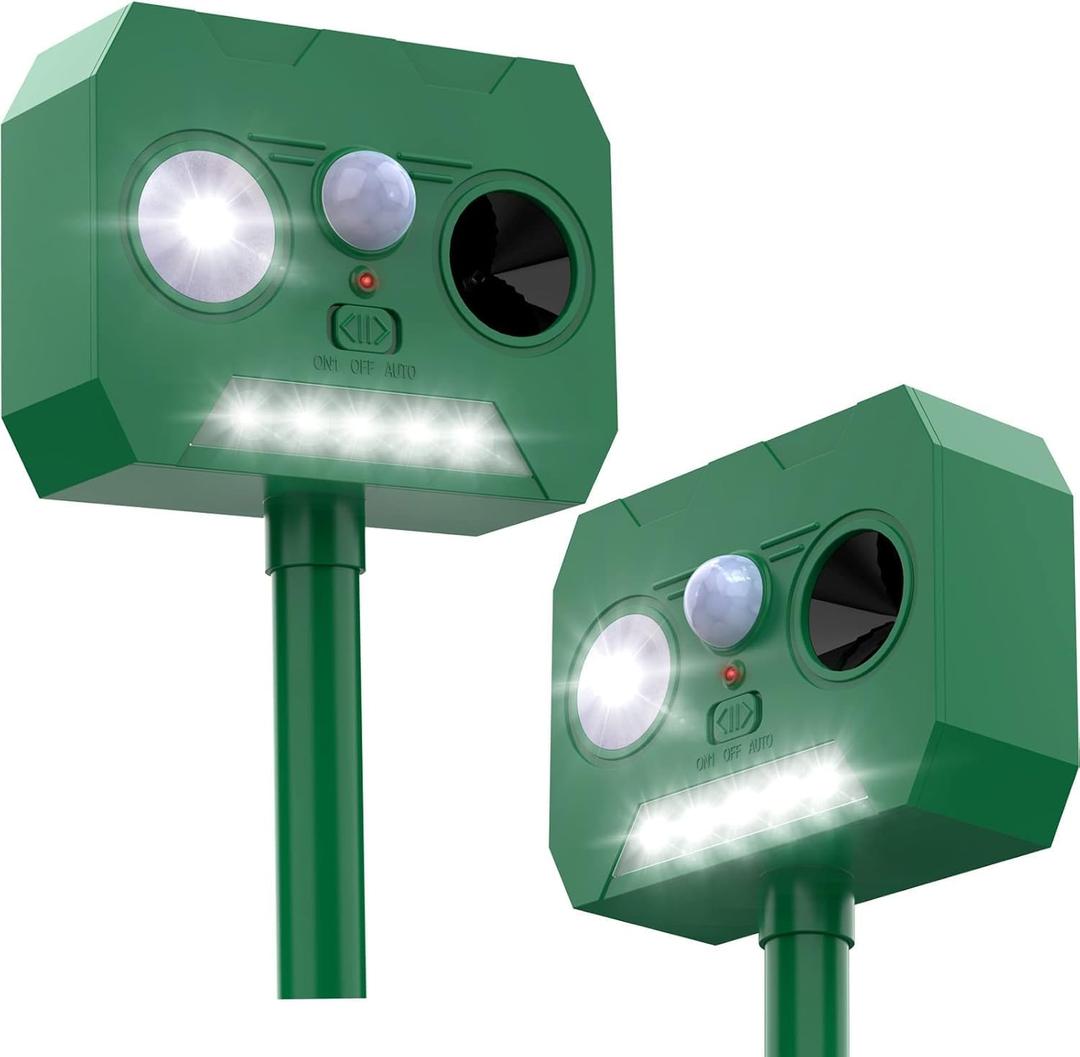 Solar Powered Cat Deterrent 2 Pack - Outdoor Garden & Lawn Protection Device, Weatherproof Design for Effective Cat Activity Reduction, Easy Installation