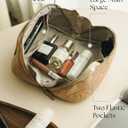 Popvibe Open Flat Makeup Bag Travel Cosmetic Case for Women, Large Capacity Toiletry Travel Bag with Zipper, Portable Aesthetic Floral Make Up Organizer Pouch for Toiletries, Makeup Brush Camel Medium (Biscuit)