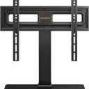 Perlegear Table Top TV Stand Mount, Universal Swivel TV Stand for 3260,65 Inch LCD/LED/OLED TVs up to 88 lbs with Tempered Glass Base, Height Adjustable TV Base with Tilt, Max VESA 400x400mm