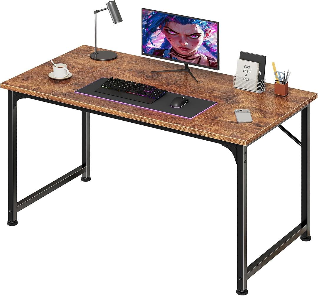 PRAISUN 40 Inch Computer Desk, Office Desk, Spacious Desktop, Rustic Brown, 39INCH