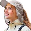 TOP-EX L/ XL Ponytail Baseball Cap with Neck Flap Sun Hats for Women UV Protection Ladies Summer Gardening Hat Water Resistant Outdoor Fishing Hiking Camping Hat Grey Large