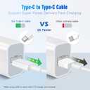 USB C to USB C Cable for iPhone 17 16 15, 60W Type-C Charger Fast Charging Cord for iPad Pro Max Plus Mini Air, 2-Pack Long Braided Phone Charge for MacBook Samsung Galaxy S25 S24 S23 White 6+10Ft