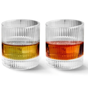Vintage Straight Line Highball Cocktail Drinking Glasses and Tumblers 10oz, 12oz (10 oz, Set of 2) [2070]