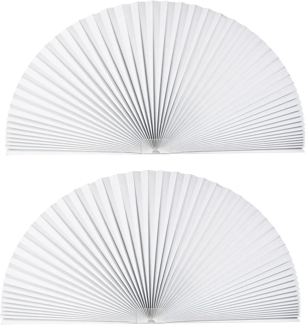 2 PCS Arch Window Light Filtering Pleated Shade Blinds for semi-Circle Arch Window, 60%-70% Shade, Easy to Cut and Install, 72" x 36", White